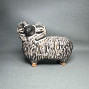 Sheep Ram Figurine – Vintage Scandinavian Pottery, 1970s @2lbs Stamped Szilasi